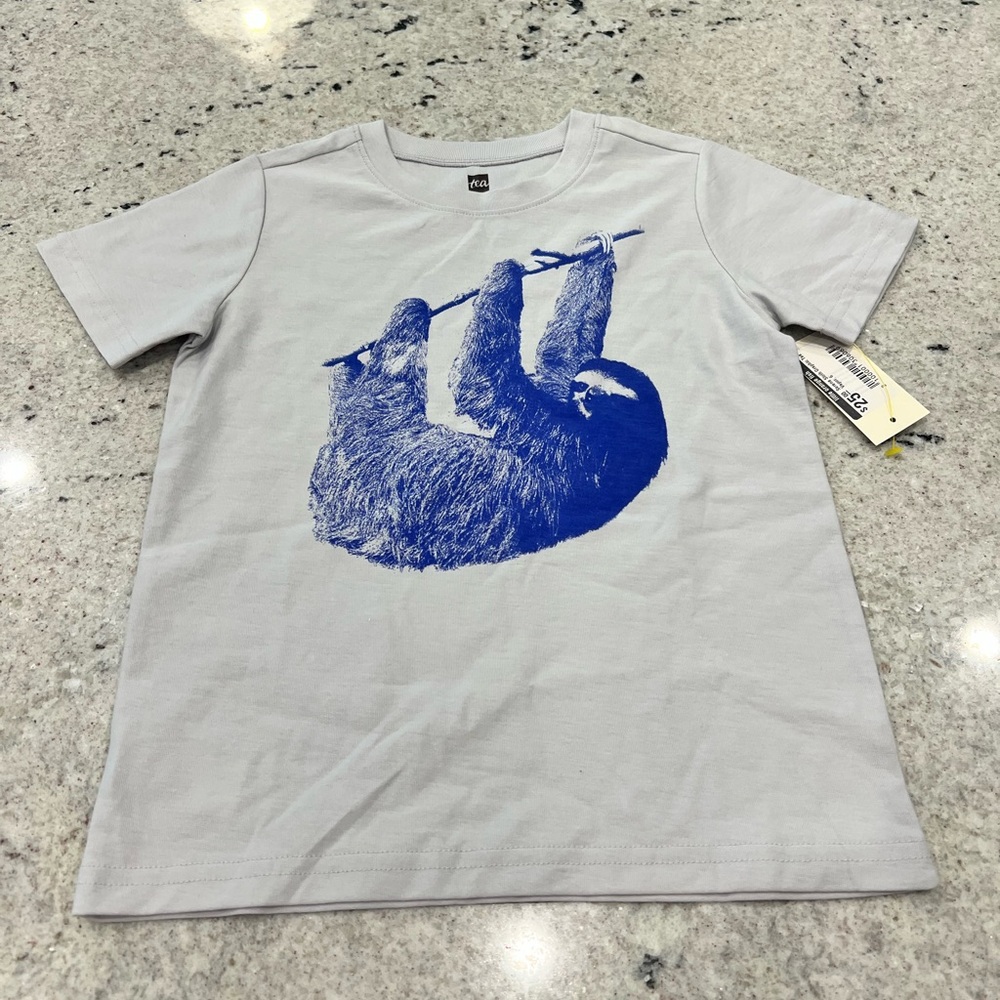 Tea Collection Gray Shirt with Blue Sloth Design